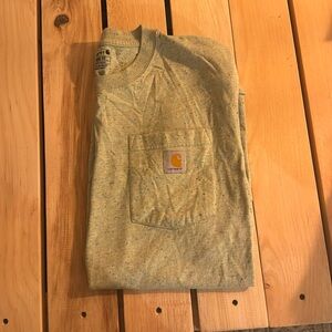 Carhartt t-shirt size: small loose fit color: green with black speckles